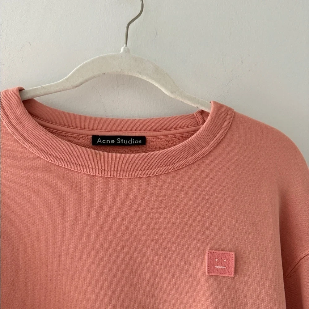 ACNE STUDIOS Mini Face Patch Sweatshirt in Pale Pink L - Picture 4 of 7